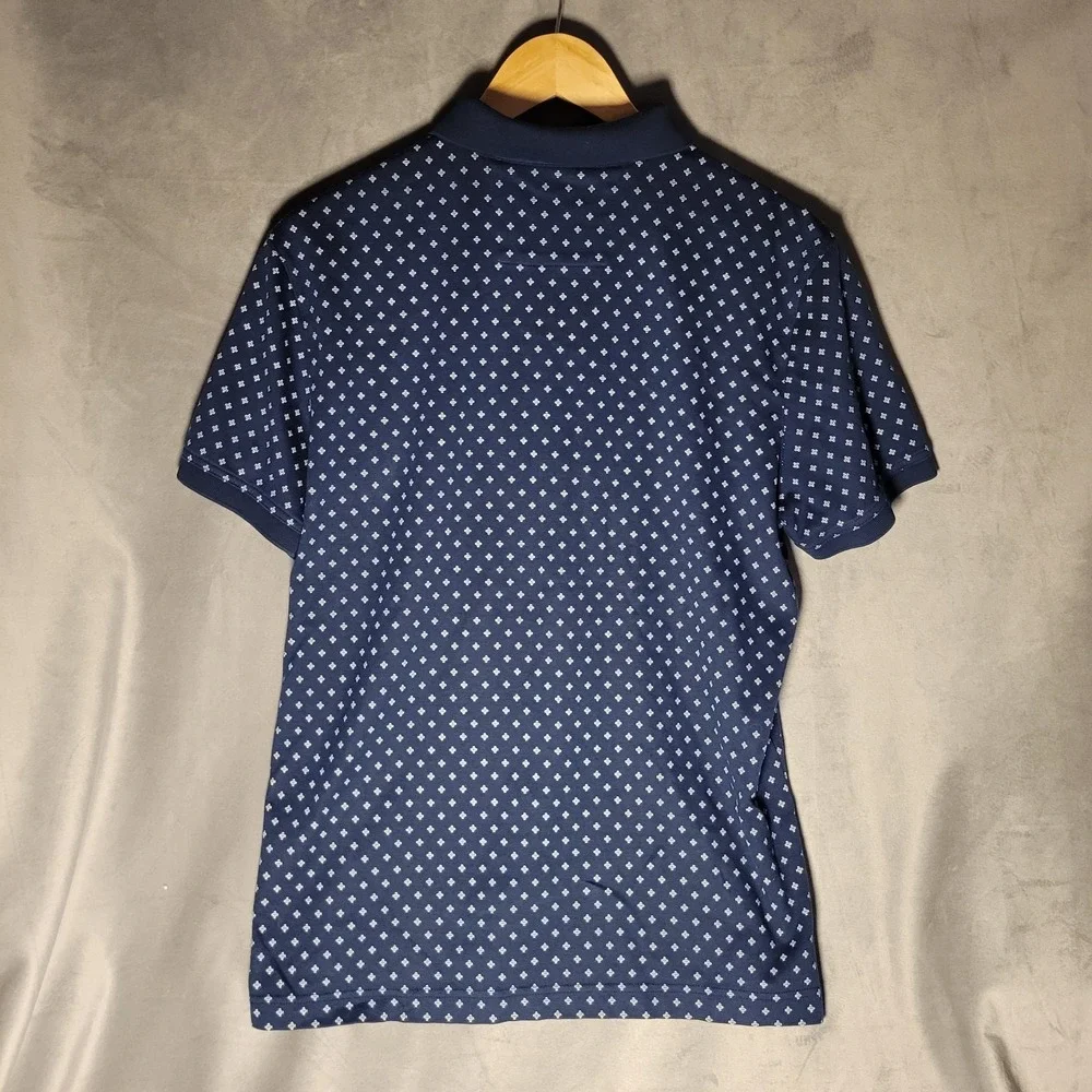 Banana Republic Men's Navy Blue L Polo Shirt Short Sleeve Collared Geometric